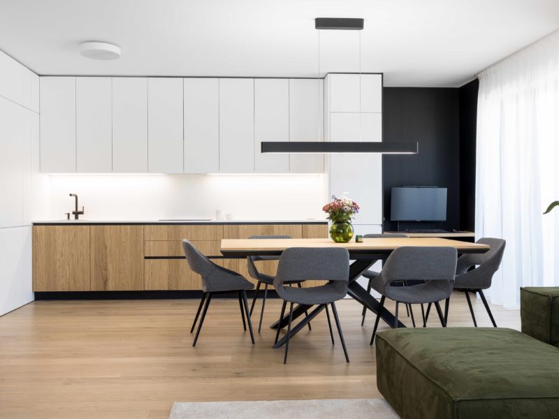 Projekt kuchyne a celého interiéru v projekte GUTHAUS v Bratislave.